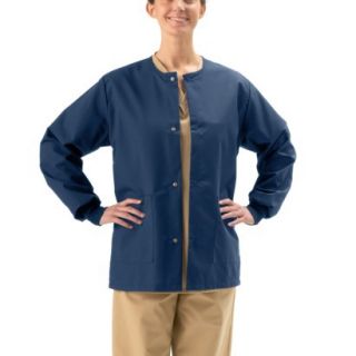 Medline Unisex Snap Front Warm Up Jacket with Two Pockets   Navy (Large)
