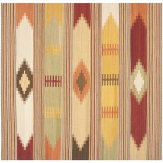 Safavieh Hand woven Navajo Kilim Red/ Multi Wool Rug (7 X 7 Square)