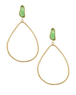 Green Agate Thin Hoop Earrings