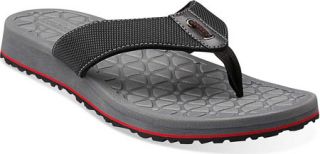Mens Clarks Argon Flip   Black/Red Synthetic Thong Sandals