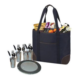 Picnic At Ascot Large Insulated Picnic Tote For Four Navy