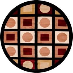 Meticulously Woven Multicolored Geometric Abstract Area Rug (710 Round) (Black  Secondary colors Camel, ivory, sage, burgundy  Pattern Geometric Tip We recommend the use of a non skid pad to keep the rug in place on smooth surfaces.All rug sizes are ap