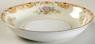 Noritake Mystery #176 Coupe Soup Bowl, Fine China Dinnerware   Red & Tan Scroll